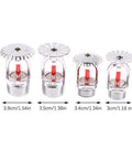 Single 68 Degree Pendent Fire Sprinkler Head 1/2 Inch Dn15 with various sizes and red indicators for fire safety systems.