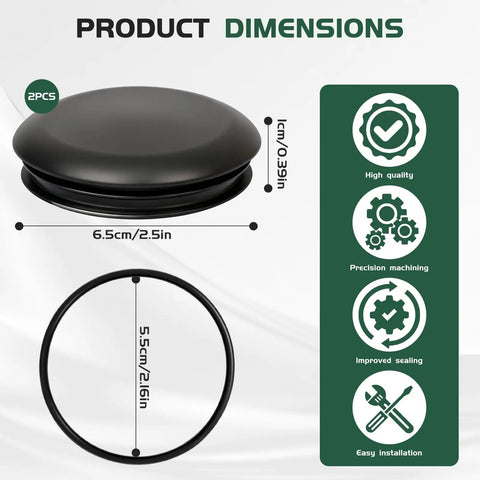 Heavy Duty Caster Spindle Cap Plugs With A Beefed Up O Ring Seal To Kick Out Debris While You Push Your Zero Turn Mower Through Thick Grass All Day Long Without A Sweat, showing dimensions and design details.