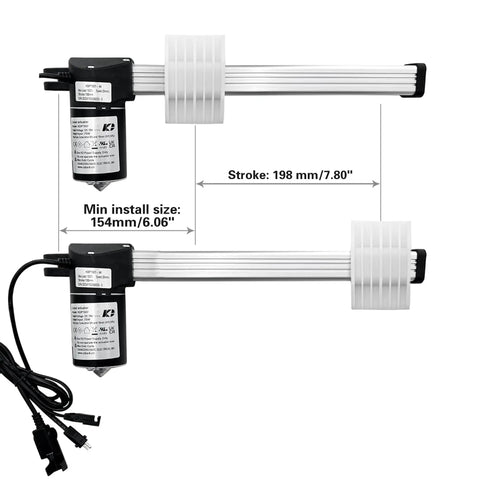 Hella Durable Linear Actuator For Power Recliner Lift Chair Motor Replacement KDPT007-46 shown with dimensions and electrical connections.