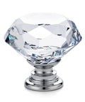 Crystal Glass Drawer Knobs 25 Pack Diamond Shaped 30mm with Silver Base for Cabinets and Furniture shown in close-up view