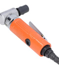 Professional Heavy Duty 3/8 Inch Right Angle Air Die Grinder Packing Serious 20000 RPM Kickass Power For Swift Grinding Polishing And Precision Welding On Shop And Garage Jobs close-up of the tool's handle and chuck.