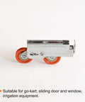 Heavy Duty Nylon Chain Roller Pulley Tensioner Groove Guide Wheel Slider For Mini Motorcycle Dirt Bike Atv Go Kart White side view with orange wheels.