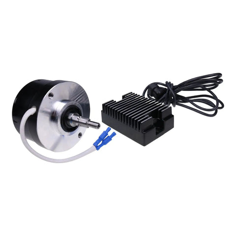 Premium Black 17 Amp 12 Volt Alternator Generator Conversion Kit For Harley Davidson G XL FL W Vintage Bikes Smooth Rolling Bolt On Swap Includes Voltage Regulator components, including alternator and regulator.