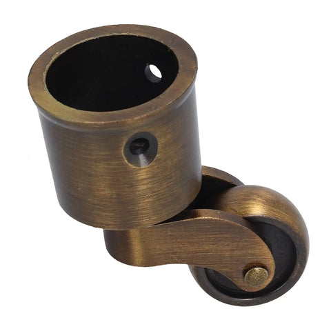 Bulletproof Round Cup Casters Swivel Wheels Dead Smooth Glide Heavy Duty Zinc Alloy Furniture Base matte bronze finish close-up.