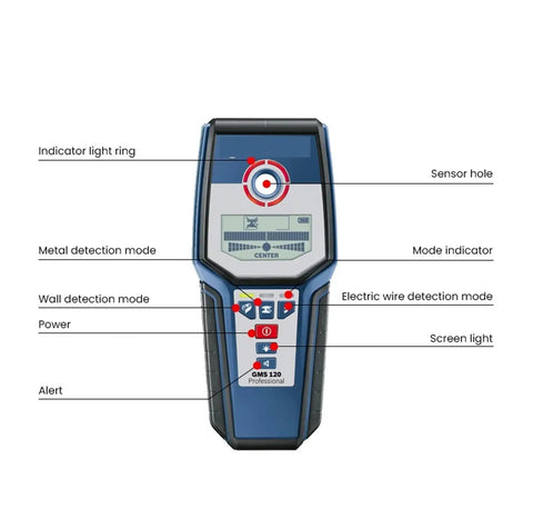 Heavy Duty Stud Finder Wall Scanner With Snappy Metal And AC Wire Detection Drywall Pipe Locator Digital Scanner control panel with features.
