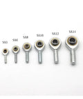 6Pc Sa14 Rod Ends Set With Right Hand Male Metric Threads For 14mm Shafts Heavy Duty Fish Eye Ball Joint Uniball Bearing in sizes SA5 to SA14.