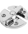 Marine Grade 316 Stainless Steel Turn Button Catch Latch Lock With Positive Stop For Boat Hatch Door and Bait Well Console Rock Solid Tough As Nails Twist Hardware, close-up view.