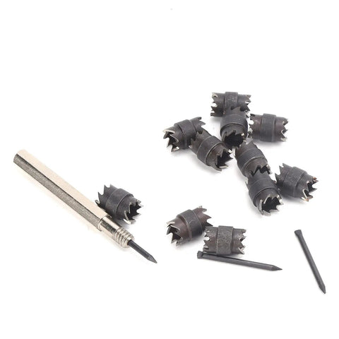 13 Piece Pro Grade Spot Weld Cutter Set Three Eighths Inch Double Sided Spot Drill Tool on white background