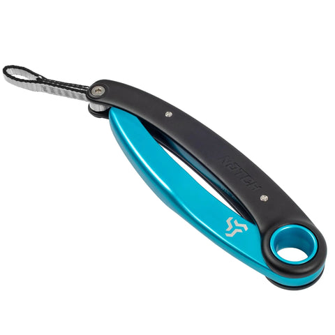 Collapsible Grapple Work Positioning Tool For Canopy Access, Aluminum And Stainless Steel Construction, Black And Teal Hook