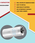 Professional Grade Round Dual Run Capacitor 35 Plus 5 Microfarad 370 440 Volt HVAC Compressor Fan Motor Replacement image with label.