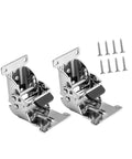 Smooth Operator Folding Table Leg Brackets Set Of 8 With Self Locking Pivots and Snappy 0 To 180 Degree Adjustments For Easy Peasy Setup And Bulletproof Camp Or Workshop Extension Support Silver in silver tone with assembly screws.