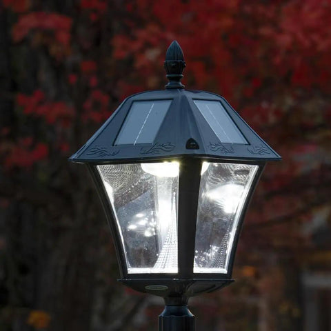 Baytown II Outdoor Solar Light Kit With 3 Inch Pole Pier And Wall Mounts Lamp Only Bright White LED Black Finish at dusk