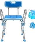 Heavy Duty Shower Chair With Arms And Back For Inside Shower, safe bath bench, adjustable aluminum legs, accessories included.