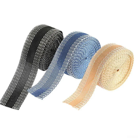 Iron On Hem Tape 5m Roll For Jeans And Heavy Fabric No Sweat Fix Quick Pants Mending Adhesive Strip Tailor Free Clothing Repair Tape in black, blue, and beige rolls.
