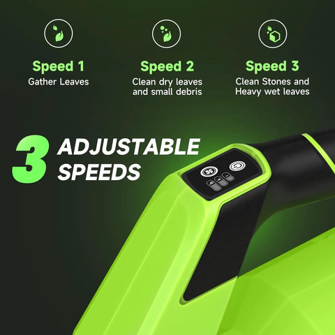 Cordless Leaf Blower With Dual 5.2Ah Batteries And Charger featuring 3 speed modes for versatile cleaning, close-up of control panel