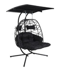 Two Person Outdoor Double Egg Chair With Stand And Adjustable Canopy For Patio And Garden Extra Large Hanging Chair With Thick Cushion