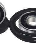 Built Tough Front Load Washer Tub Bearing Seal Kit With Upper Lower Drum Bearings and Heavy Duty Splash Shield, view of two bearings and seals.