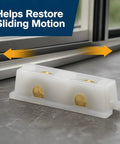Top Shelf Sliding Window Roller Assembly Two Pack Featuring 7/16 Inch Brass Rollers With Sturdy Nylon Housing For No Sweat Snap Install And Slick Smooth Operation On Your Patio Doors And Glass Panels on a countertop.