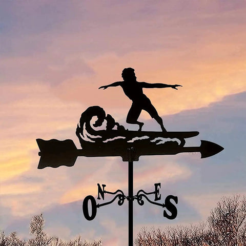Life Scene Weathervane For Outdoor Garden And Lawn Decor Sturdy Metal Weather Vane With Bracket Wind Indicator Kit Perfect Shed Roof Accent In Matte Black Finish