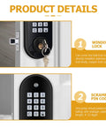 Lockdown Secure Electronic Keypad Self Locking Deadbolt Keyless Entry Door Lock Featuring Anti Peep Virtual Password Code detail showing keypad and keyhole.