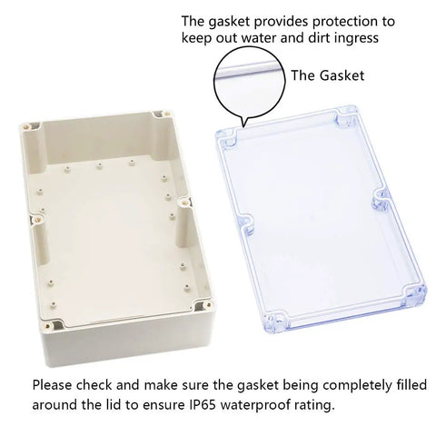 Rugged Abs Plastic Junction Box Boasting Ip65 Waterproof Seals And Dustproof Design showing clear cap and gasket for sealing