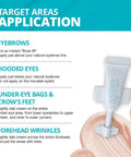 Instructions for Instant Face Lift Cream For Anti Aging Skin Care That Lifts And Tightens Smooths Wrinkles Banishes Puffy Under Eye Bags No Eye Patches Needed Quick At Home Facelift In A Box Of 25 Vials application on key facial areas.