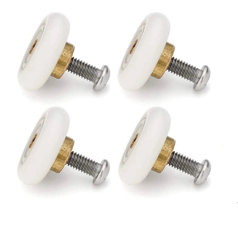 Four Pack Shower Door Rollers Set Replacement Wheels For Glass Sliding Doors 19mm Diameter By 5mm Thickness With 4mm Inner Hole And Stainless Screws For Easy Glide Fits 4 To 6mm Doors Copper Core POM Wheel
