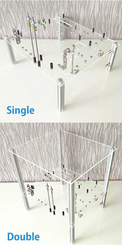 Open Chassis Stackable PC Case With Transparent Acrylic Design for Heat Dissipation, showing single and double configurations