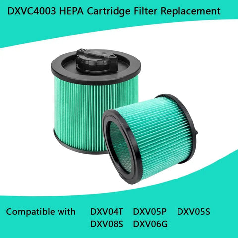 HEPA Cartridge Filter Replacement For DEWALT 4 Gallon Wet Dry Vacuums DXV Series DXVC4003 Washable, two filters shown
