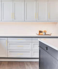 Top Shelf 10 Pack Brushed Gold Cabinet Pulls 5 Inch 128 mm Spacing Kitchen Drawer Handles For Bathroom Vanity No Sweat Setup With Top Notch Build Quality That Stands Up To Daily Use And Keeps Your Home Looking Sharp With Zero Hassle on gray kitchen cabinets.