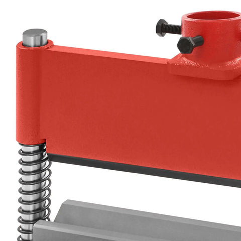Close-up of red 12 Inch Press Brake Attachment For 12 And 20 Ton Hydraulic Presses 3 Sixteenth Inch Bending Thickness