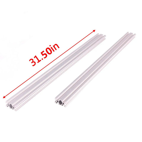 European 2040 Aluminum Extrusion T Slot Profile 800 mm Linear Rail Kit showing two silver anodized rails, 31.50 inches long.