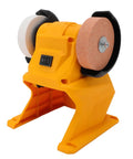 Kickass Cordless Bench Grinder With Dual Grinding Wheels And Blazing 5500 Rpm Spin Makes Quick Work Of Sharpening Polishing Deburring For Any Project, showcasing yellow design and dual wheels.
