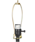 Lamp socket and harp of Antique Style Polystone Buffet Table Lamp With Tassel Pull Chain In Bronze Finish 31 Inches Tall