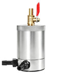 300Ml Double Port Oil Catch Can With Innovative Baffle Plate Design, silver aluminum, side view with dual ports and valve.