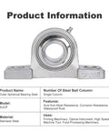 Baller Grade 304 Stainless Steel Pillow Block Bearing Single Shaft Spherical Roller Housing SUCP206 Vertical Seat Package viewed from front angle.