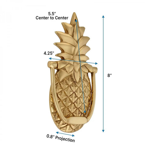8 Inch Solid Brass Pineapple Door Knocker With Mounting Hardware Dope Front Door Accessory Premium Finish Durable Brass Construction