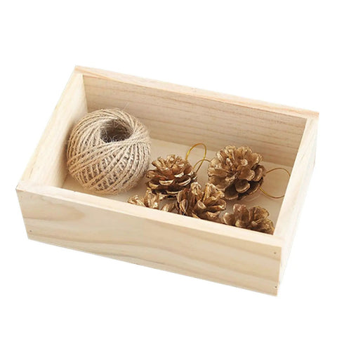 Dope Wooden Succulent Planter Box For Indoor Outdoor Use 7.5 Inch By 5 Inch By 2.4 Inch with pine cones and jute twine inside