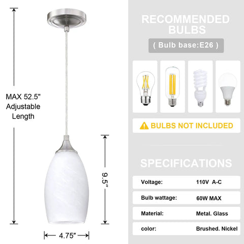3 Pack Indoor Mini Hanging Kitchen Island Pendant Lights With 4.75 Inch Frosted Glass Shade In Brushed Nickel Finish details