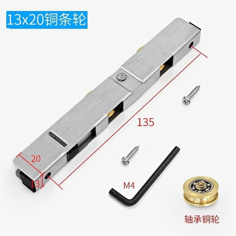 Heavy Duty Stainless Steel Sliding Door Rollers With Double Copper Wheel Bearings For Window And Shower Track, 13x20 size.