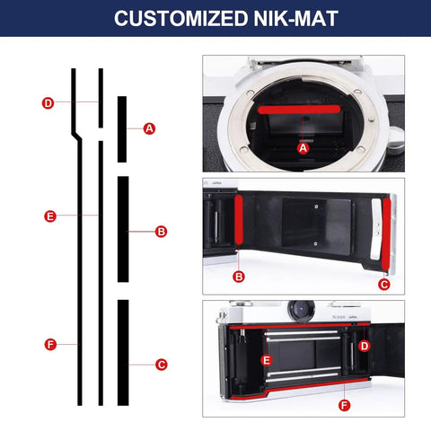 Kick Those Pesky Light Leaks Forever With This Top Shelf Premium Light Seal Foam Kit Locks Tight Fast Install Compatible With Nikkormat And Nikomat Fs Ft Ftn Ft2 Ft3 Camera Bodies Three Pack Replacement detailed image showing neoprene seals placement on customized Nikomat camera.