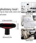 Upholstery tool for Must Have Versatile Vacuum Attachments Kit for 32mm and 35mm vacuums, shown with sofa, mattress, and car seat images.
