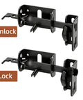 Heavy Duty Thumb Latch Self Locking Gate Latch For Wooden And Vinyl Fences 9 Inch Handle Double Sided Fence Hardware Kit showing lock and unlock positions.