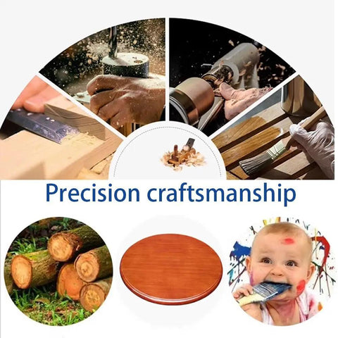 Precision craftsmanship of the Smooth Spinning Wooden Lazy Susan Rotating Turntable Serving Tray 39 Inch round using hardwood.