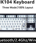 Next Level Full Size Mechanical Keyboard Barebones Kit Decked Out With Smart Screen And Volume Knob Hot Swappable Gasket Mount Tri Mode Wireless Qmk Via Programmable Legit Smooth Rgb Backlit Board Black top view of GMK104 keyboard kit with hot-swappable slots and smart screen.