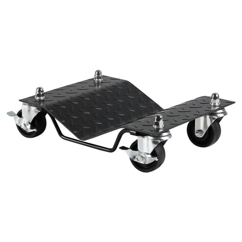 Straight Up Heavy Duty 6000lbs Car Moving Dollies 4 Pack With Secure Locking Brakes And Solid Steel Frame, single dolly in matte black.