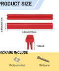 Product size details of Premium Adjustable Cabinet Handles 6 Pack Kitchen Drawer Pulls Aluminum Red Knobs with screws and nuts.