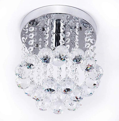 Mini Crystal Chandelier Ceiling Light Flush Mount For Hallways Kitchens Bars And Dining Rooms, Modern Acrylic Crystal Fixture, 8 Inch