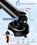 Upgraded No Drill Suction Shower Grab Bar With Solid Grip, detailed view of locking mechanism and suction cup design.
