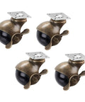 Vintage Brass Furniture Casters 2 Inch With Locking Brake Set Of 4 smooth glide swivel wheels for chairs and desks.